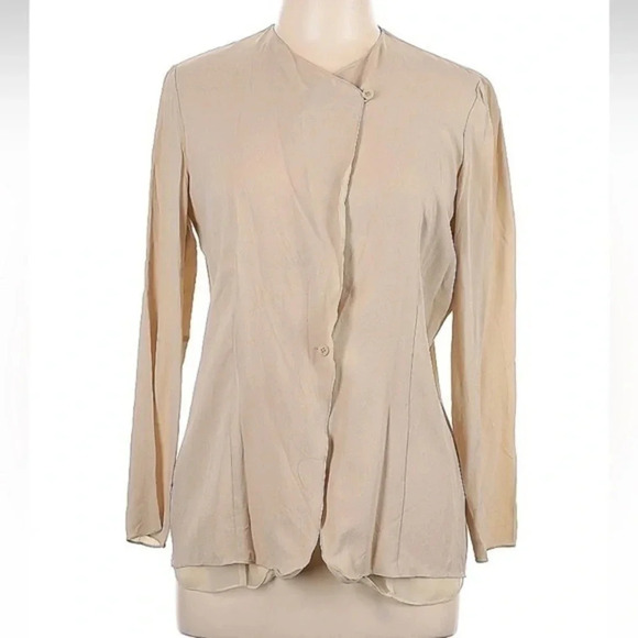 Vintage Emanuel Ungaro 100% Silk Cream Button Down Cardigan Blouse Size 10 EUC! - Picture 1 of 4